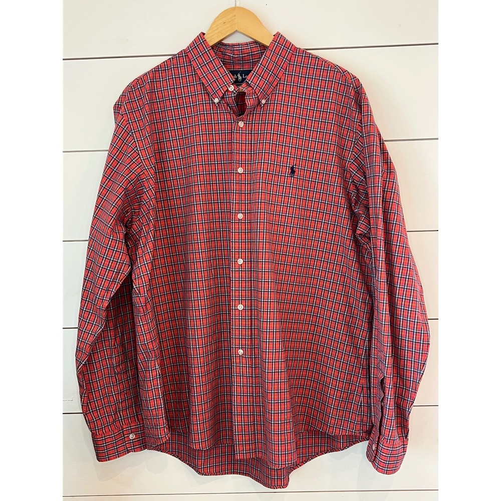 Ralph Lauren Mens XXL Plaid Button Down Long Sleeve preppy quiet luxury